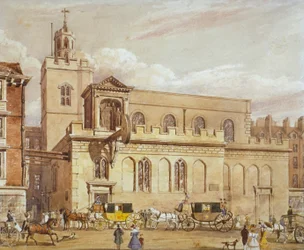 Church of St Dunstan in the West, Fleet Street, City of London, 1827