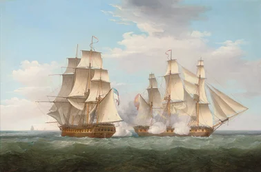 H.M.S. Ethalion i aktion med den spanska fregatten Thetis utanför Kap Finisterre, 16 oktober 1799, 1800