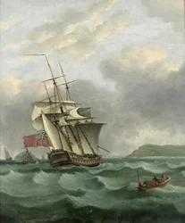 HMS Winterton närmar sig Dover, av Thomas Whitcombe