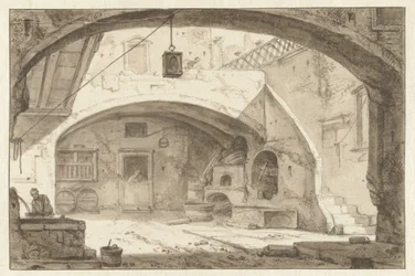 Italiensk innergård med bageri