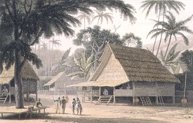 A Malaye Village, skylt 16 från "A Picturesque Voyage to India"