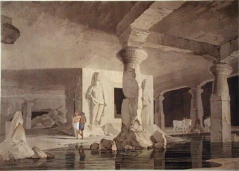 Del av Temple of the Elephanta, platta VIII från 