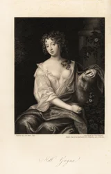 Nell Gwyn, Restoration-skådespelerska, älskare av Earl of Rochester, länge älskarinna till kung Charles II av England