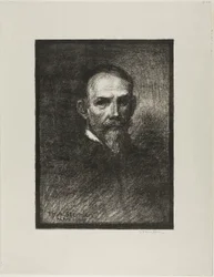 Steinlen, vy framifrån, huvudet åt höger