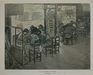 Paris på caféets terrass, av Theophile Alexandre Steinlen, skiss