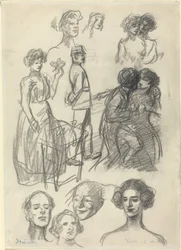 Sketcher for Lovers on a Bench, sent 1800-tidigt 1900-tal.