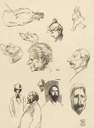 Studier av figurer och huvuden, sent 1800-tidigt 1900-tal.