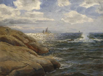 Kustlandskap med segelbåtar (målning)