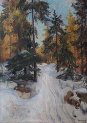 Skogsinteriör, vinter