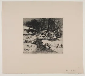 Vinterbäck vid en skog