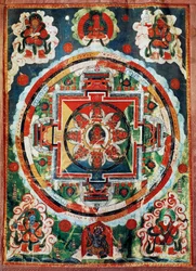 Tibetansk mandala känd som De fyra himmelska kungarna, tibetansk civilisation