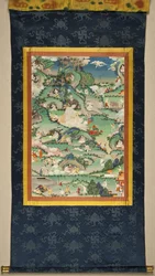 En scen från Milarepa Thangkas liv, sent 1700-tal.