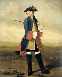 Porträtt av Ludolf Backhuysen II, målare, i dragonernas uniform