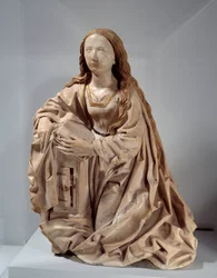Bebådelsens jungfru. Marmorskulptur med polykromi av Tilman Riemenschneider (1460-1531), sent 1400-tal. Paris, Musée du Louvre