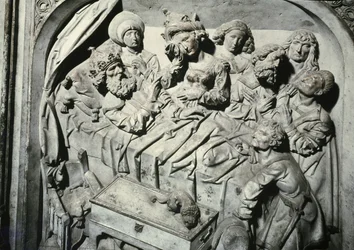 Grav av Henri II 973-1024 och hans hustru Kunigunde, detalj av kejsarens död, 1499-1513 sten