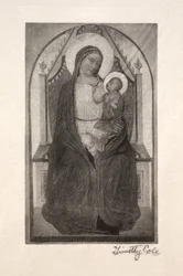 Gamla italienska mästare: Madonna Enthroned with Child Holding Bird, 1885.