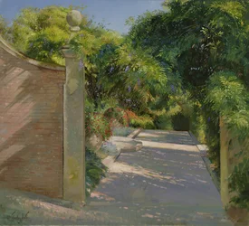 Porten in till Sundial Garden vid Heligan