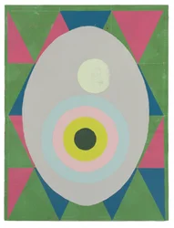 Egg is the Answer, 2023 (latex, collage och emalj på duk)