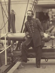 [Amiral David Dixon Porter på däck på sitt flaggskepp "Malver" efter segern vid Fort Fisher, North Carolina]