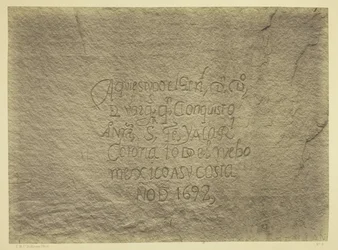 Historic Spanish Record of the Conquest, södra sidan av Inscription Rock, N.M. Geographical  Geological Explorations  Surveys West of the 100th Meridian. Expeditionen 1873. -Löjtnant Geo. M. Wheeler, ingenjörskåren, befälhavare.