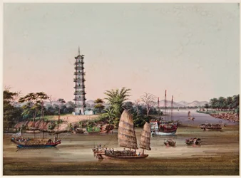 Den nio våningar höga Whampoa-pagoden, Pearl River