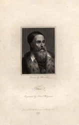 Porträtt av Tizian, graverad av John T. Wedgwood