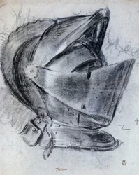 Hjälm av Tizian (cirka 1490-1576), teckning