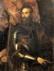 Porträtt av Pierluigi Farnese med armatur, av Titian