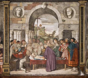 Hjärtat av snålen i kistan, den norra väggen, School of the Saint, Basilica of St Anthony (basilica of the Saint), Padua, Italien