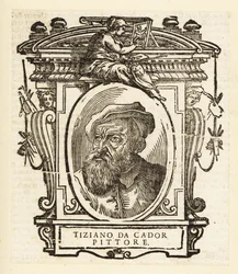 Porträtt av Tizian, italiensk målare under renässansen, född i Pieve di Cadore, cirka 1488-1576