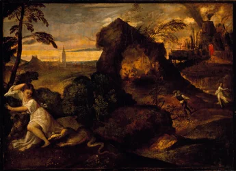 Orphee och Eurydice Målning av Tiziano Vecellio kallad Titian (ca 1490-1576). 1500-talets Accademia Carrara, Bergamo