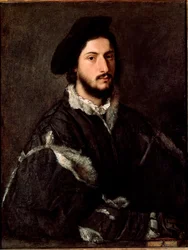 Porträtt av Vincenzo Mosti Målning av Tiziano Vecellio kallad Tizian (ca. 1490-1576)