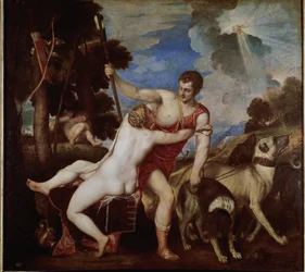 Venus och Adonis (olja på duk