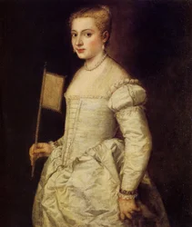 Porträtt av en kvinna i vitt, ca 1561.