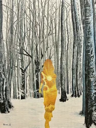 Gyllene kvinna i vinterskog