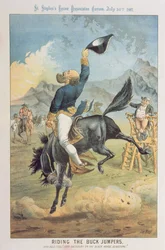 Ridning på bockande hästar, Lord Salisbury på den svarta hästen Gladstone, ur 