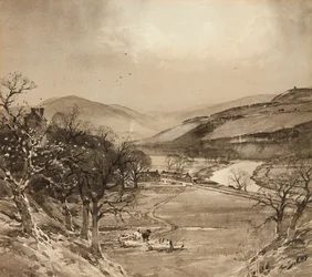 Ettrick Valley nära Selkirk (grisaille)
