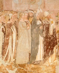 Avgång från Rom, detalj från Stories of St Ursula, av Tommaso da Modena (1326-1379), fresk, detalj, Santa Caterina-kyrkan, Treviso