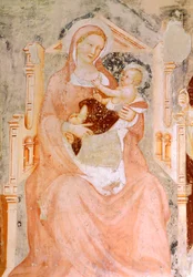 Madonna och barn, av Tommaso da Modena (1326-1379), fresk, San Francesco-kyrkan, Treviso