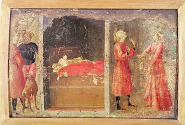 Historien om den helige Julian (tempera på tavla)