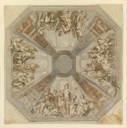 Studie för The Triumph of Apollo for the Ceiling of the Sala delle Muse, Museo Pio-Clementino, Vati