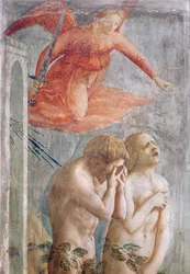 Detalj av Adam och Eva förvisade från paradiset, ca 1427 (fresk) (detalj av 30029)