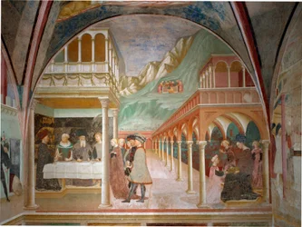 Cykel av Johannes Döparens liv: "" Herodes bankett "" "Fresco av Masolino da Panicale (Tommaso di Cristoforo Fini) (ca 1383-1440) 1435 Baptistere av Castiglione Olona, ​​Varese