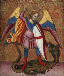 ""The Archangel Saint Michael"" Målning av mästaren i Santa Verdiana (aktiv mellan 1380 och 1420) circa 1390 Walters art museum, Baltimore USA
