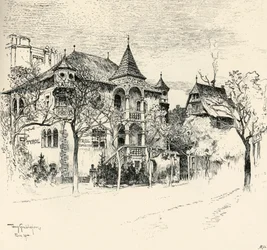 Chateau Tyrolen av Tony Grubhofer, 1900.