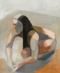 En eftertänksam abstrakt figur