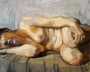 Sensuell liggande nakenmodell