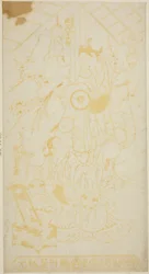 Skådespelarna Tamazawa Saijiro I som pageboyen Umezaburo och Segawa Kikunojo I som Oroku i pjäsen "Sazareishi Suehiro Genji", uppfördes på Nakamura Theatre den första månaden, 1744