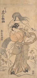 Skådespelaren Onoe Matsusuke i rollen som den berömda starka kvinnan Okane, troligen 1765., förmodligen 1765