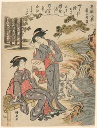 Ett fan som föreslår en spridd storm (Sensu no seiran) från serien "Eight Scenes of the Parlour (Zashiki hakkei)"